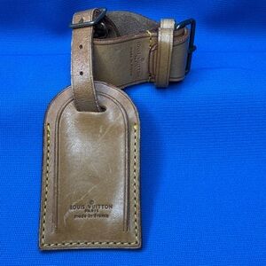AUTHENTIC LOUIS VUITTON LV VACHETTA LEATHER LUGGAGE TAG STRAP HANDLE POIGNET SET